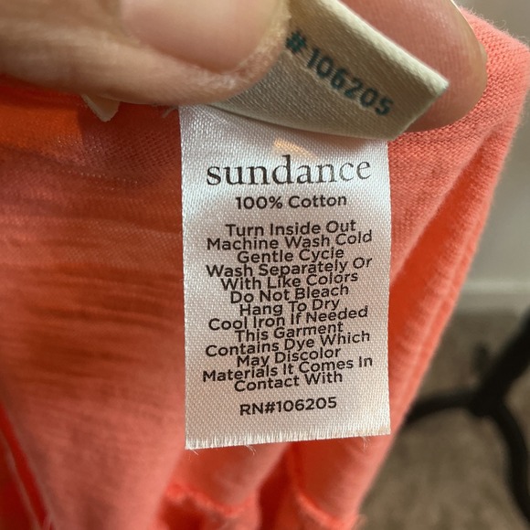 Sundance Coral Orange Cotton Gauze Short Sleeve Gathered Back Tunic Top M - Picture 3 of 5